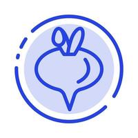 l'icône de la ligne en pointillé bleu de légumes navet alimentaire vecteur