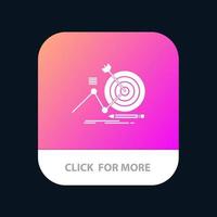 objectif de réussite cible mise au point bouton d'application mobile version de glyphe android et ios vecteur