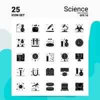 25 jeu d'icônes scientifiques 100 fichiers eps modifiables 10 idées de concept de logo d'entreprise conception d'icône de glyphe solide vecteur