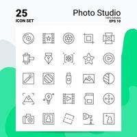 25 ensemble d'icônes de studio photo 100 fichiers eps modifiables 10 idées de concept de logo d'entreprise conception d'icône de ligne vecteur