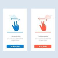 gestes main mobile toucher bleu et rouge télécharger et acheter maintenant modèle de carte de widget web vecteur