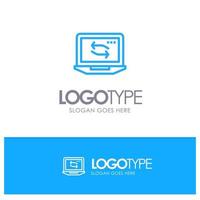 réseau informatique matériel pour ordinateur portable style de ligne de logo bleu vecteur