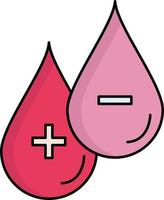 goutte de sang liquide plus moins vecteur d'icône de couleur plate