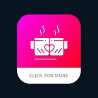 tasse à thé amour coeur mariage bouton application mobile android et ios version glyphe vecteur