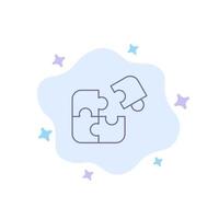 puzzle entreprise jigsaw match pièce succès icône bleue sur fond de nuage abstrait vecteur