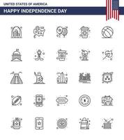pack de 25 symboles de la fête de l'indépendance des états-unis de ballons de football américain bouteille de boisson modifiable éléments de conception vectorielle de la journée des états-unis vecteur