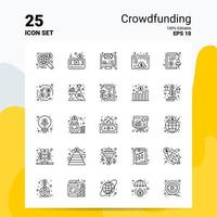 25 jeu d'icônes de financement participatif 100 fichiers eps modifiables 10 idées de concept de logo d'entreprise conception d'icône de ligne vecteur