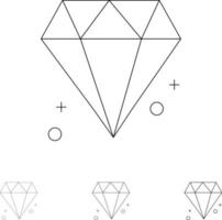 diamant canada bijou gras et mince jeu d'icônes de ligne noire vecteur