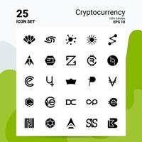 25 jeu d'icônes de crypto-monnaie 100 fichiers eps modifiables 10 idées de concept de logo d'entreprise conception d'icône de glyphe solide vecteur