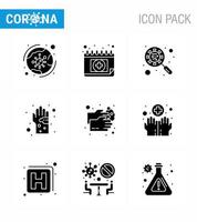 icône de sensibilisation au coronavirus 9 icônes noires de glyphe solide icône incluse germe bactérie schudule virus interfac coronavirus viral 2019nov éléments de conception de vecteur de maladie