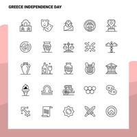 ensemble d'icônes de ligne de jour de l'indépendance de la grèce ensemble de 25 icônes vectorielles conception de style minimalisme icônes noires définies pack de pictogrammes linéaires vecteur