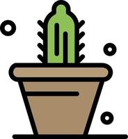 cactus nature pot printemps plat couleur icône vecteur icône modèle de bannière