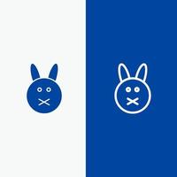 lapin de pâques lapin ligne et glyphe icône solide bannière bleue ligne et glyphe icône solide bannière bleue vecteur