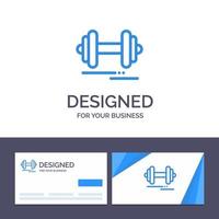 carte de visite créative et modèle de logo haltère fitness sport motivation illustration vectorielle vecteur