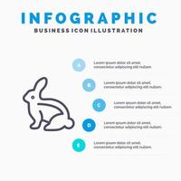 lapin de pâques lapin de pâques lapin ligne icône avec 5 étapes présentation infographie fond vecteur