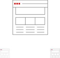 interface de page de site Web jeu d'icônes de ligne noire en gras et mince en ligne vecteur
