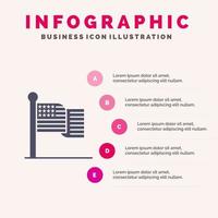 drapeau américain thanksgiving usa solide icône infographie 5 étapes présentation fond vecteur