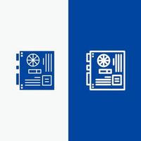 ordinateur principal carte mère mère carte mère ligne et glyphe icône solide bannière bleue ligne et glyphe icône solide bannière bleue vecteur