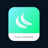 bouton d'application mobile de fruits de banane version android et ios de glyphe vecteur