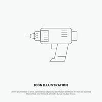 vecteur d'icône de ligne électronique sans fil de perceuse électrique