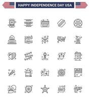 pack de 25 symboles de la fête de l'indépendance des états-unis de la vidéo movi cinema states american modifiable usa day vector design elements
