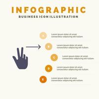 doigts geste droite solide icône infographie 5 étapes présentation arrière-plan vecteur