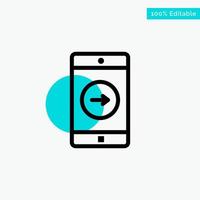 application droite application mobile mobile icône de vecteur de point de cercle de surbrillance turquoise