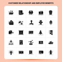 ensemble d'icônes de relation client et d'avantages sociaux solides 25 icônes vectorielles de conception de style de glyphe icônes noires définies illustration vectorielle de conception d'idées d'affaires web et mobile vecteur