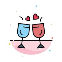 verre amour boisson mariage abstrait plat couleur icône modèle vecteur