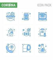 icône de sensibilisation au coronavirus 9 icônes bleues icône incluse virus de la médecine bactérienne germe coronavirus viral médical 2019nov éléments de conception de vecteur de maladie