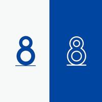 huit 8e ligne 8 et bannière bleue icône solide glyphe vecteur