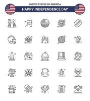 25 usa line pack de signes et symboles de la fête de l'indépendance de l'amérique aigle célébration américaine américain modifiable usa day vector design elements