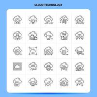 contour 25 nuage technologie jeu d'icônes vecteur ligne style conception noir icônes ensemble linéaire pictogramme pack web et mobile affaires idées conception illustration vectorielle