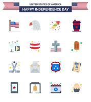 gros pack de 16 usa joyeux jour de l'indépendance usa vecteur appartements et symboles modifiables de vin usa célébration jus alcool modifiable usa day vector design elements