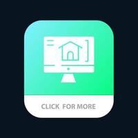 ordinateur maison maison bouton application mobile android et ios version glyphe vecteur