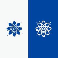 la physique réagit science ligne et glyphe icône solide bannière bleue ligne et glyphe icône solide bannière bleue vecteur
