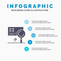 analyse carte bancaire détection fraude solide icône infographie 5 étapes présentation arrière plan vecteur