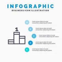 icône de ligne de réussite de position avec 5 étapes présentation infographie fond vecteur