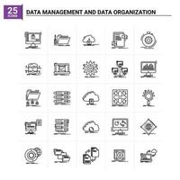 25 gestion des données et organisation des données icon set vector background