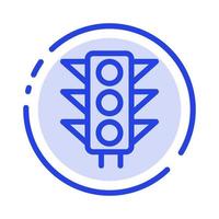 panneau de signalisation route légère ligne pointillée bleue icône de ligne vecteur