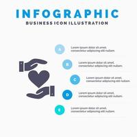 coeur donner la main amour préféré infographie modèle de présentation présentation en 5 étapes vecteur