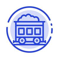 pollution train transport ligne pointillée bleue icône de la ligne vecteur