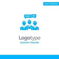 chat business consulting dialogue réunion en ligne bleu solide logo modèle place pour slogan vecteur