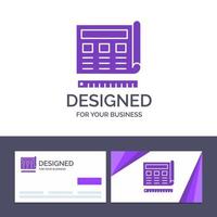 carte de visite créative et modèle de logo blueprint blue print site web illustration vectorielle vecteur