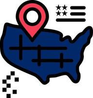 carte de localisation icône de couleur plate américaine modèle de bannière d'icône vectorielle vecteur