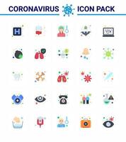 25 pack d'icônes épidémiques de coronavirus de couleur plate sucer comme virus médical douleur porteur de la grippe coronavirus viral 2019nov éléments de conception de vecteur de maladie