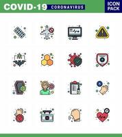 coronavirus 2019ncov covid19 ensemble d'icônes de prévention avis de virus interdit erreur moniteur médical coronavirus viral 2019nov éléments de conception de vecteur de maladie