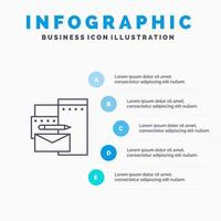 icône de ligne d'entreprise d'identité de marque publicitaire avec fond d'infographie de présentation en 5 étapes vecteur