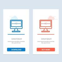 publicité télévisée écran de télévision lcd bleu et rouge télécharger et acheter maintenant modèle de carte de widget web vecteur