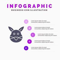 lapin lapin amour mignon pâques solide icône infographie 5 étapes présentation arrière-plan vecteur